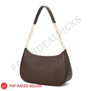Faux Leather Shoulder Bag Minimal Chic Crossbody Hobo Purse Adjustable Strap